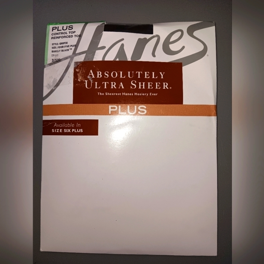 Hanes Absolutely ultra sheer PLUS control Top hose Womens sz 4-5 barely black